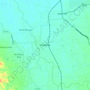 Satkania topographic map, elevation, terrain