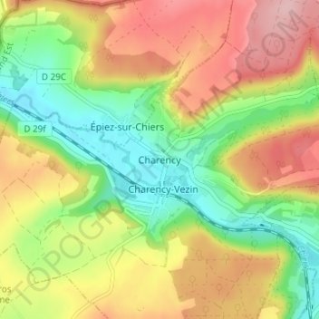 Charency topographic map, elevation, terrain