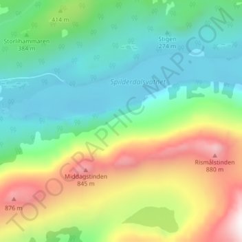 Sørlandet topographic map, elevation, terrain