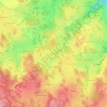 La Chezotte topographic map, elevation, terrain