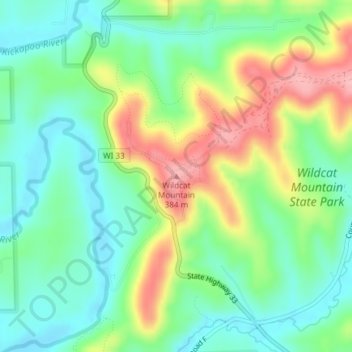 Wildcat Mountain topographic map, elevation, terrain