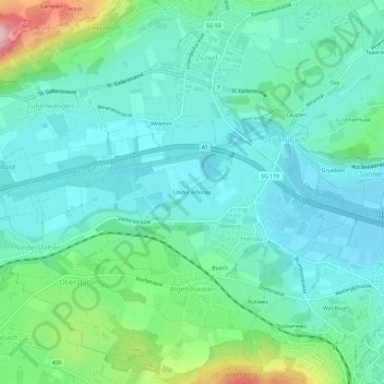 Under Rifenau topographic map, elevation, terrain