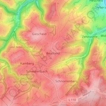 Rescheid topographic map, elevation, terrain