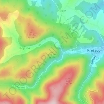 Bedem topographic map, elevation, terrain