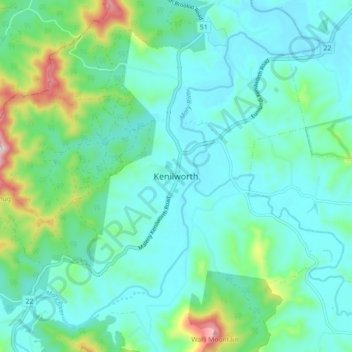 Kenilworth topographic map, elevation, terrain