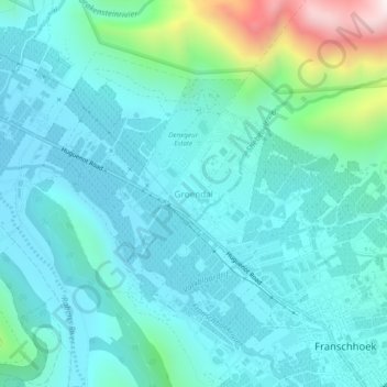 Groendal topographic map, elevation, terrain