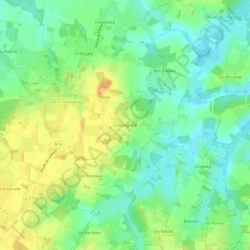 Le Bourgneuf topographic map, elevation, terrain