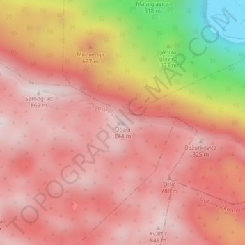Obala topographic map, elevation, terrain