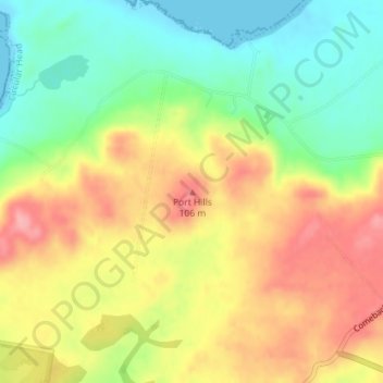 Port Hills topographic map, elevation, terrain