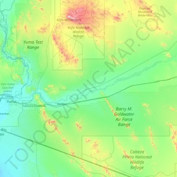 Yuma topographic map, elevation, terrain
