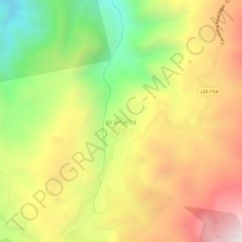 Jicamarca topographic map, elevation, terrain