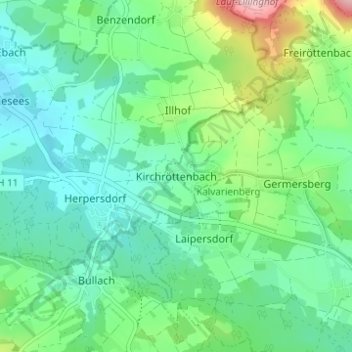 Kirchröttenbach topographic map, elevation, terrain