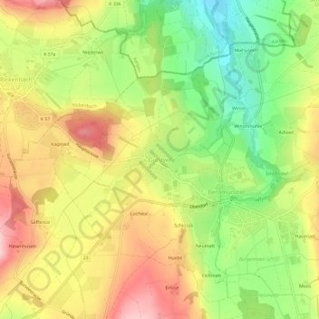 Gunzwil topographic map, elevation, terrain