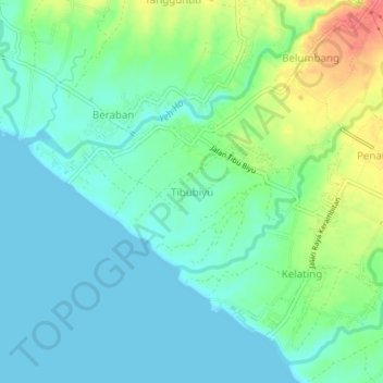 Tibubiyu topographic map, elevation, terrain