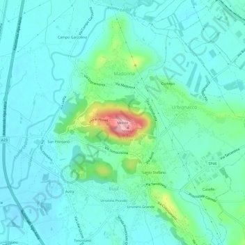 Monte topographic map, elevation, terrain