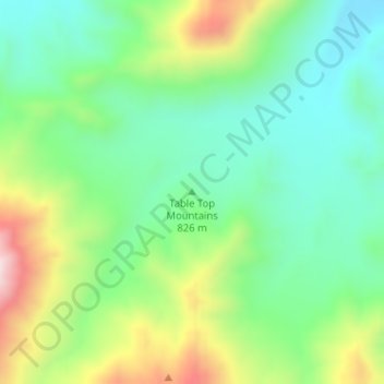 Table Top Mountains topographic map, elevation, terrain