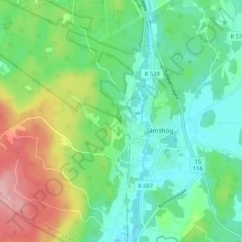 Södra Rödhult topographic map, elevation, terrain