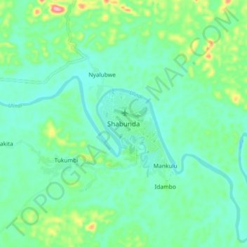 Shabunda topographic map, elevation, terrain