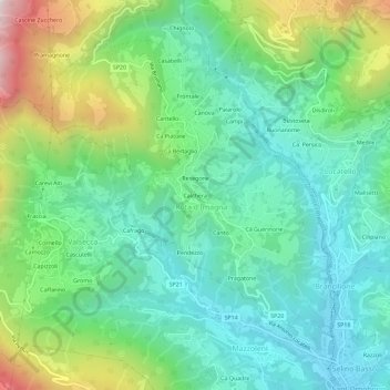 Calchera topographic map, elevation, terrain