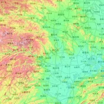 Hubei topographic map, elevation, terrain