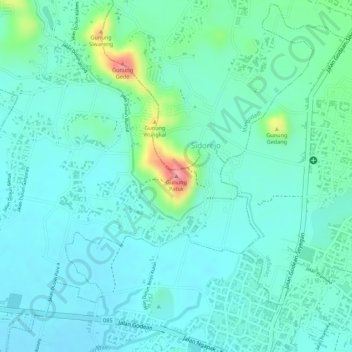 Gunung Patuk topographic map, elevation, terrain