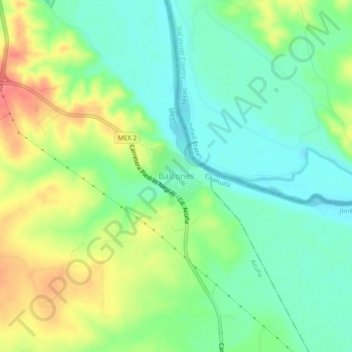 Balcones topographic map, elevation, terrain