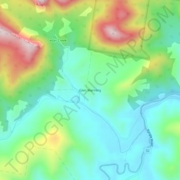 Glen Warning topographic map, elevation, terrain