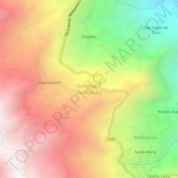 San Pedro de Yumate topographic map, elevation, terrain