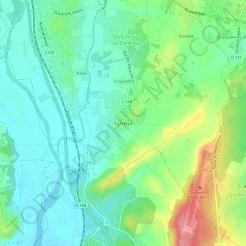 Le Village topographic map, elevation, terrain