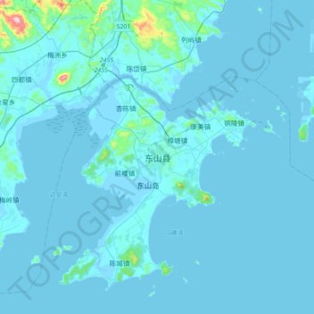 东山县 topographic map, elevation, terrain