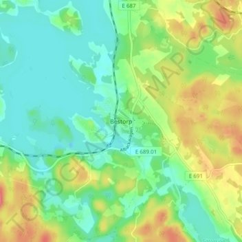 Bestorp topographic map, elevation, terrain