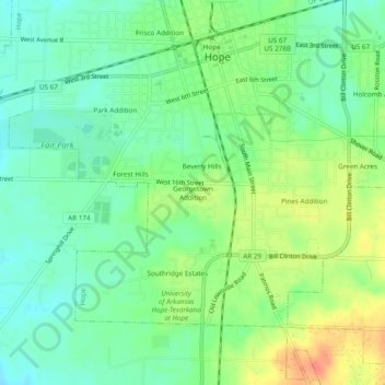 Georgetown Addition topographic map, elevation, terrain
