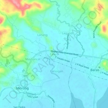 Calero topographic map, elevation, terrain