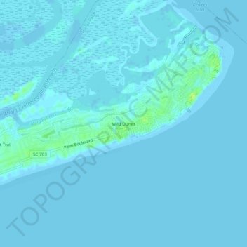 Wild Dunes topographic map, elevation, terrain