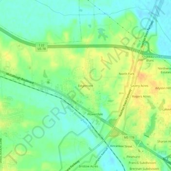 Edgemont topographic map, elevation, terrain
