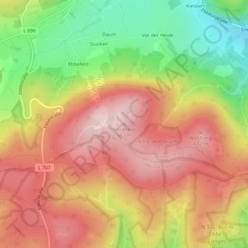 Nordhelle topographic map, elevation, terrain