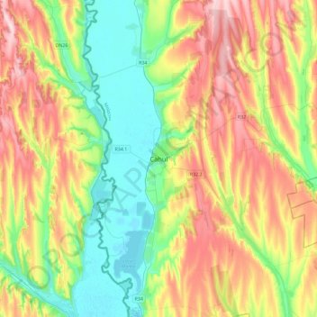 Cahul topographic map, elevation, terrain