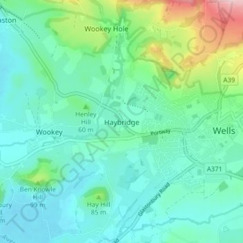 Haybridge topographic map, elevation, terrain