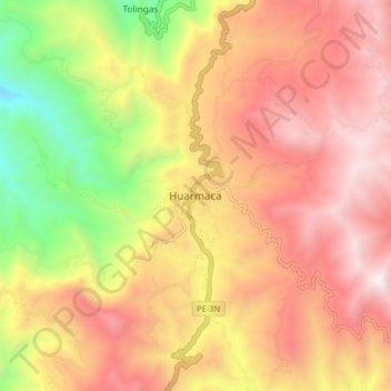 Huarmaca topographic map, elevation, terrain