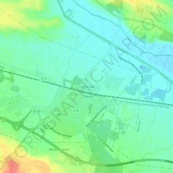 Cité Sarraut topographic map, elevation, terrain