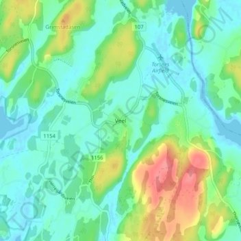 Veel topographic map, elevation, terrain