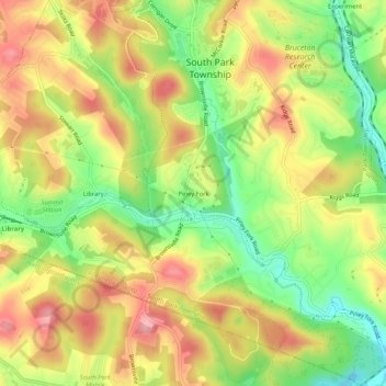 Piney Fork topographic map, elevation, terrain