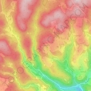 Hierholz topographic map, elevation, terrain