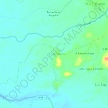 El Carbon topographic map, elevation, terrain