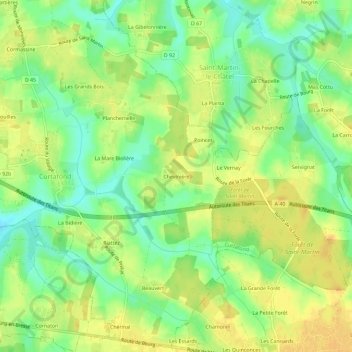 Chevinière topographic map, elevation, terrain