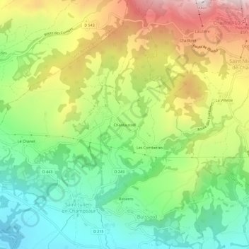 Chantaussel topographic map, elevation, terrain