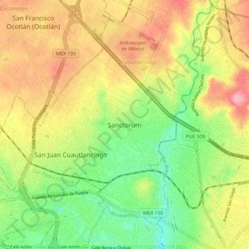 Sanctorum topographic map, elevation, terrain