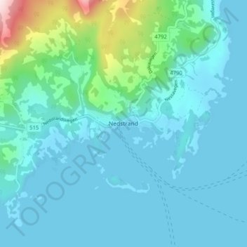 Nedstrand topographic map, elevation, terrain