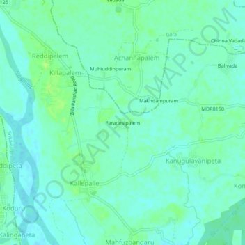 Paradesipalem topographic map, elevation, terrain