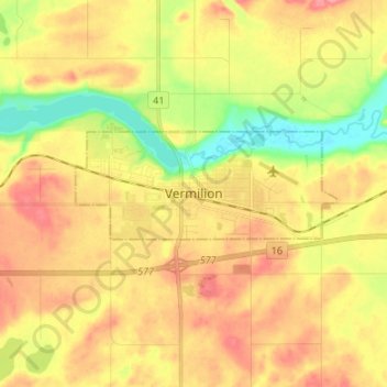 Vermilion topographic map, elevation, terrain